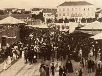 Sajmišni trg (današnji Trg Republike Hrvatske) oko 1885. godine. Pogled prema istoku, vidljiva zgrada Hrvatskog gospodarskog društva